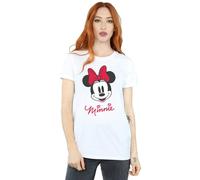 (XL, White) Disney Womens/Ladies Minnie Mouse Face Cotton Boyfriend T-Shirt