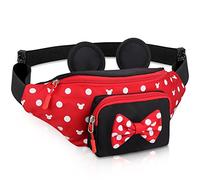 Disney Minnie Mouse Fanny Pack for Women, Travel Waist Bag with Mouse Ears, Teen Girls Belt Pack, Outdoor Hiking Bum Bag