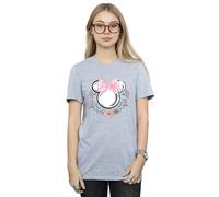 Disney Women's Minnie Mouse Bows Flowers Boyfriend Fit T-Shirt Sport Grey Large