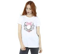Disney Women's Minnie Mouse Flowers Cotton Bow Boyfriend T-Shirt in White | Size: 4XL Disney White 4XL