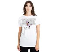 Disney Minnie Mouse Football Kick Ladies T Shirt, White, Medium
