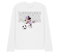 Disney Minnie Mouse Football Kick Unisex Long Sleeve T Shirt, White, Large