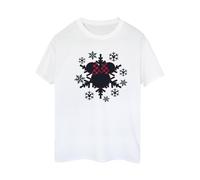 Disney Minnie Mouse Gingham Snowflakes Cotton Boyfriend T-Shirt In White White