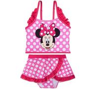 Disney Minnie Mouse Girls Bikini Set 2-6 Yrs, 2-Piece Swimming Costume, Adjustable Strap Toddlers Swimwear Skirt Swimsuit Top (4-5 Years, Pink/White Minnie)