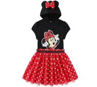 Disney Minnie Mouse Girls Cosplay Tutu Dress with Hood for Toddler Big Kids Black/Pink