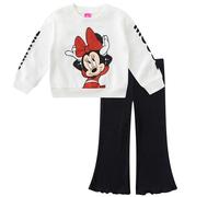 Disney Minnie Mouse Girl's Flared Leggings Sweatshirt, white/black, 4 Years