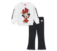 Disney Minnie Mouse Girl's Flared Leggings Sweatshirt, white/black, 4 Years