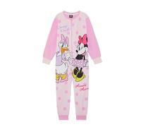 Disney Minnie Mouse Girls Onesie Fleece All-in-One Pyjamas - Minnie Mouse & Daisy Duck Zip Sleepsuit, Kids Pink Loungewear Gift, Age 18 Months-8 Years
