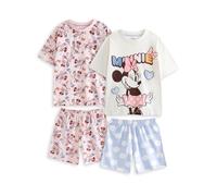 Disney Minnie Mouse Girls Pink & Blue Short Sleeve Pyjama Set | Multi-Pack of 2 Short Leg Sleepwear | Polkadot & Character Print Loungewear Merch - 5-6 Years