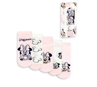 Disney Minnie Mouse Girls Pink Calf Socks Set of 5 | Various Patterns Including Polka Dots & Stripes | Everyday Wear | Cartoon Character Design Merch - 6-8.5 UK Child