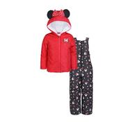 Disney Minnie Mouse Girls Puffer Snowsuit Jacket for Toddlers and Big Kids - Pink or Red or White, Red/Black, 2 Years