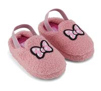 Disney Minnie Mouse Girls Slippers - Classic Mickey Mouse, Sittch and Pooh 3D Plush Slip On Shoes, Pink, 11-12 Little Kid