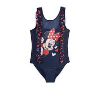 Disney Minnie Mouse Girls Swimsuit One Piece Swimsuit Hearts Design Swimming Costume Gift for Girls Sizes 3-8 Years, blue, 8 Years