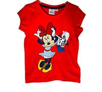 Disney Minnie Mouse Girls Top Short Sleeve T-Shirt Summer Tee Kids Pyjama Tops (5 Years, Red)