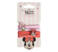 Disney Minnie Mouse Hair Elastic Ties - 4-Piece Set for Ponytails & Buns, Seamless, No Damage Bands Hair Accessories for Women & Girls, High Elasticity & Comfortable Hold for All Hair Types