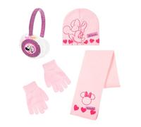 Disney Minnie Mouse Hat, Scarf, Gloves and Earmuffs for Girls, Winter Hat for Girls Sparkly Design, Gift for Girls, pink, 6 1/2