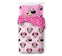 Disney Minnie Mouse Hearts & Love 100% Cotton 3 Piece Single Bedding Set - Includes Duvet Cover, Fitted Sheet & Pillowcase