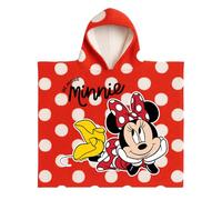 Disney Minnie Mouse Hooded Beach Towel, Cotton Terry Poncho, Red with Polka Dots, 50 x 115 cm