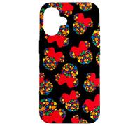 Disney Minnie Mouse Icon Rainbow Hearts Black Case for iPhone 16