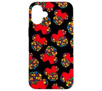 Disney Minnie Mouse Icon Rainbow Hearts Black Case for iPhone 16 Plus