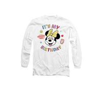 Disney Minnie Mouse It's My Birthday Long Sleeve T-Shirt, White | Size: Small Disney White S