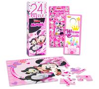 Disney Minnie Mouse Jigsaw Puzzle Bundle - Minnie Mouse 24 Piece Puzzle with Minnie Mouse Stickers | Minnie Party Favors (Minnie Mouse Games for Kids