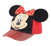 Disney Minnie Mouse Kids Baseball Hat for Toddlers and Little Girls Ages 2-7 Cap, Red Glitter, Age 2-4