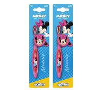 Disney Minnie Mouse Little Teeth Whitening Toothbrush for Kids with Protection Cap, Soft Bristles, Non-Slip Handle for Children Aged 3-12 Years Old | BPA-free & Non-toxic Manual Toothbrush - Pack of 2