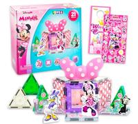 Disney Minnie Mouse Magnetic Character Tile Set - Bundle STEAM Building Educational Toy Plus Stickers, More | Minnie Mouse Building Toy Set