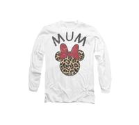 Disney Minnie Mouse Mother's Day Leopard Print Mum Long Sleeve T-Shirt, White | Size: Large Disney White L
