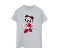 Disney Minnie Mouse Mrs Claus Boyfriend T-Shirt In Grey Grey L