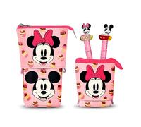Disney Minnie Mouse Muffin-Cute Pencil Case + 2 Erasable Gel Pens, Pink, 11.5 x 17 cm