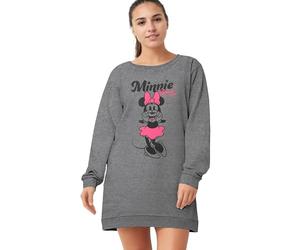 Disney Minnie Mouse Nightdress for Women - Sleep Shirt Pyjamas Long Sleeve Top Grey