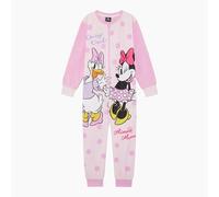 Disney Minnie Mouse Official Girls Fleece Onesie Sleepsuit, All in One Cosy Loungewear Pyjamas featuring Minnie Mouse and Daisy Duck, Pink, Age 2-3 Years