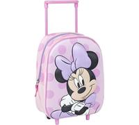 Disney Minnie Mouse Original Trolley Backpack with Wheels and Extendable Handle | Minnie Pink Polka Dot School Backpack for Preschool Girls