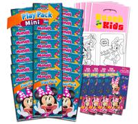 Disney Minnie Mouse Party Favors Birthday Set - Bundle with 24 Play Packs | Mini Coloring Books Stickers for Goodie Bags | Minnie Mouse Party Suppl