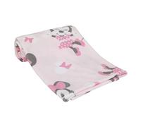 Disney Minnie Mouse Pastel Pink, White & Black Bows & Icons Super Soft Baby Blanket, Pink, White, Black