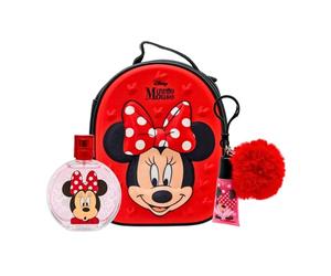 Disney Minnie Mouse Perfume Gift Set for Kids, Natural EDT Perfume Spray 100ml, 3D Zip Case & Lip Gloss with Pompom Charm, Vegan & Dermatologically Tested, Best Gift for Occasions & Daily Use