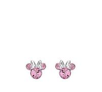 Minnie Mouse Silver Plated Pink Crystal Stud Earrings for Girls and Women