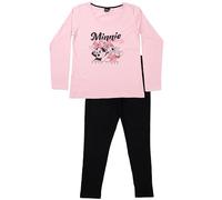 Disney Minnie Mouse Pyjamas for Women - Good Times Pyjama Set Long Sleeve Top with Trousers Pink/Black, pink/black, XL