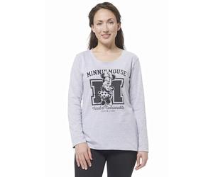 Disney Minnie Mouse Pyjamas for Women - Pyjama Set Long Sleeve Top with Trousers Grey/Black