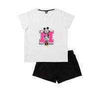 Disney Minnie Mouse Pyjamas for Women - Pyjama Set Short Sleeve Top with Shorts White/Black, white/black, M