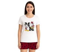 Disney Minnie Mouse Pyjamas for Women - Pyjama Set Short Sleeve Top with Shorts White/Red