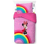 Disney Minnie Mouse Rainbow 100% Cotton 3 piece Single Bedding Set - Includes Duvet Cover, Fitted Sheet & Pillowcase
