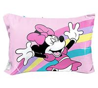 Disney Minnie Mouse Rainbow Stripe 1 Single Reversible Pillowcase - Double-Sided Kids Super Soft Bedding (Official Disney Product)