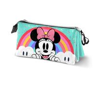 Disney Minnie Mouse Rainbow-Triple Pencil Case, Turquoise, 23 x 11 cm
