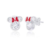 Disney Minnie Mouse red and silver Sterling silver & enamel red Bow CZ Stud Earrings E902851RZWL.PH