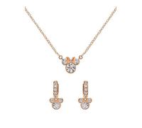 Disney Minnie Mouse Rose Gold Plated Clear Crystal Hoop Earrings & Necklace Set SF00488PRWL.PH