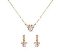 Disney Minnie Mouse Rose Gold Plated Clear Crystal Hoop Earrings & Necklace Set SF00488PRWL.PH