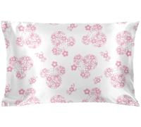 Disney Minnie Mouse Satin Pillowcase - Standard Size 50x75 cm Silky Soft Pink Floral Premium Pillow Cover
